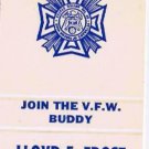 Military Matchbook Cover Ridgecrest CA Veterans Foreign Wars Canteen Ship 4084