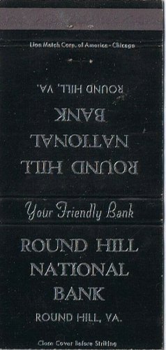 Matchbook Cover Round Hill National Bank Round Hill Virginia Black