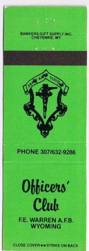 Wyoming Matchbook Cover Warren Air Force Base Officers Club Green