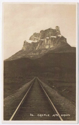 Postcard RPPC Castle Mountain Banff Alberta Byron Harmon Along The CPR Line