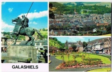 Galashiels Scotland UK Postcard Multi View Wylie's Brae Gardens Border Riever
