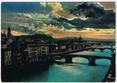 Italy Postcard Florence Sunset Over Arno River