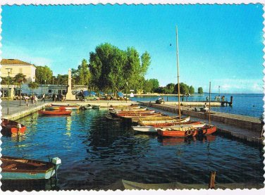 Italy Postcard Garda Lake Bardolino Port Boats Marina