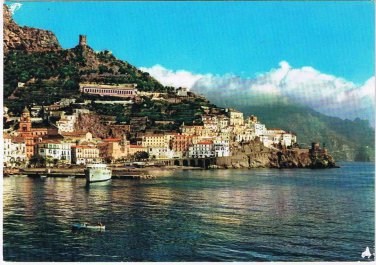 Italy Postcard Amalfi Panorama From The Harbour