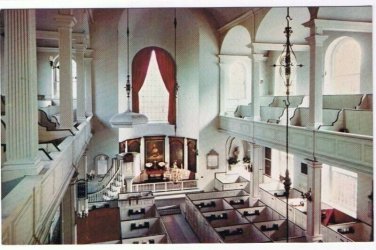 Paul Revere Postcard Old North Church Interior Salem Street Bost