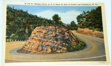 Curt Teich Hairpin Curve Grafton Clarksburg Postcard