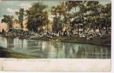 Michigan Postcard Detroit Belle Isle Park Concert Day