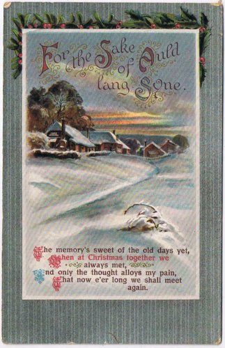 Holiday Postcard New Year For The Sake Of Auld Lang Syne Winter Scene