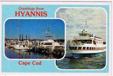 Massachusetts Postcard Hyannis Harbor Cape Cod Ferry Brant Point