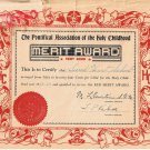 Pontifical Association Of The Holy Childhood Merit Award 1953-54