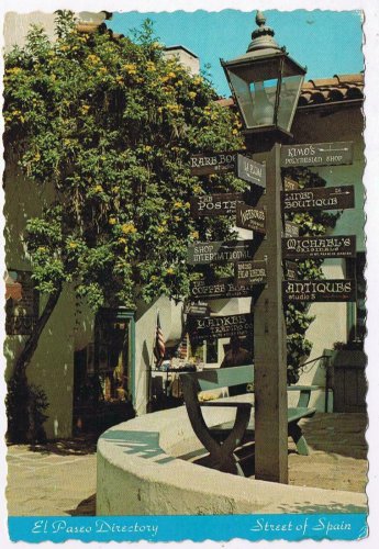 California Postcard Santa Barbara at The El Paseo Directory Streets Of Spain