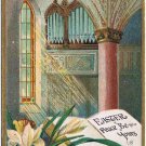 Holiday Postcard Embossed Easter Peace Be Yours Lilies Church Windows 1915
