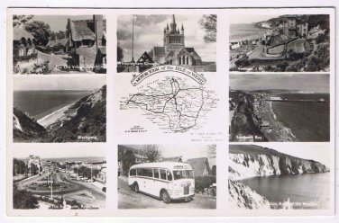 United Kingdom UK Postcard RPPC Motor Tour Of Isle Of Wight Multi