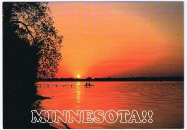 Minnesota Postcard Sunset Lake Couple On Pier