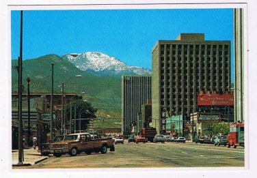 Colorado Postcard Colorado Springs Pikes Peak Ave Stone Center Antlers Hotel