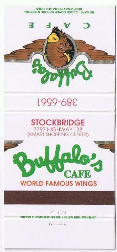 Matchbook Cover Buffalo's Cafe Stockbridge Georgia