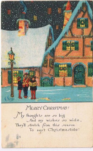 Holiday Postcard Christmas Merry Christmastide Carollers