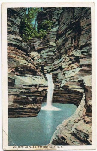 Watkins Glen New York Postcard Whispering Falls Curteich A-52123 1913