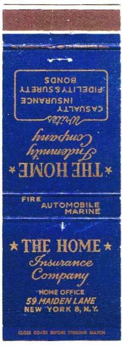 Matchbook Cover The Home Insurance Company New York