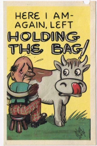 Comic Postcard Artist Signed Wilf Long Left Holding The Bag PECO