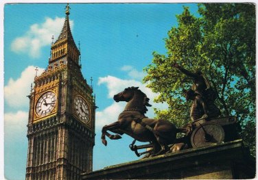 Postcard Big Ben & Boadicea Statue London England UK