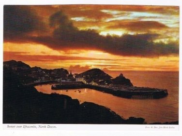 United Kingdom Postcard England Devon Sunset Over Ilfracombe North Devon