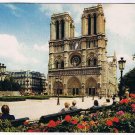 France Postcard Paris Notre Dame Cathedral Facade Courtyard Flowers