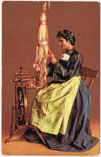 Postcard Traditional Costume From Oberaargau Spinning Wheel
