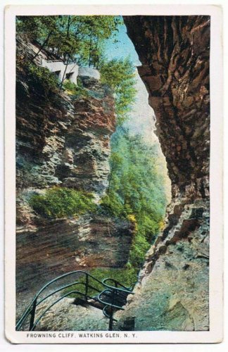 Watkins Glen New York Postcard Frowning Cliff Curteich A-52128 1913