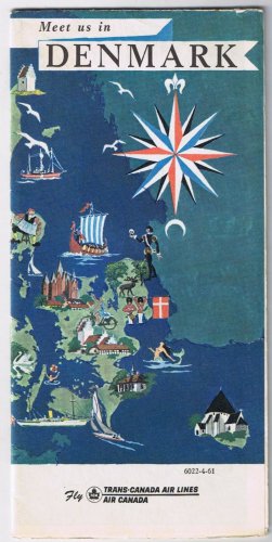 Denmark Map Trans Canada Airlines Air Canada 1961