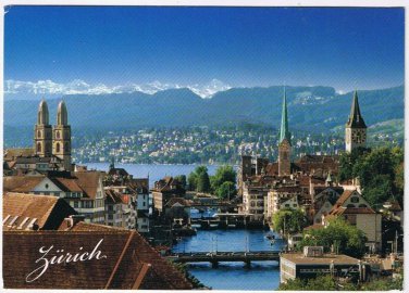 Postcard Zurich mit Kirchen Grossmunster Fraumunster & St Peter