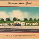 Postcard Wigwam Auto Court North Of Richmond Virginia