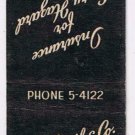 Matchbook Cover Gale Smith & Co Insurance Nashville Tennessee
