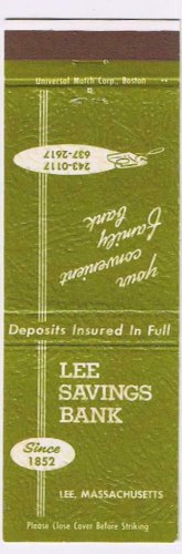 Matchbook Cover Lee Savings Bank Lee Massachusetts Christmas