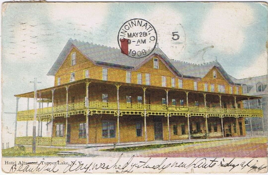 Postcard Hotel Altamont Tupper Lake New York 1908