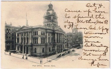 Postcard Post Office Denver Colorado 1906