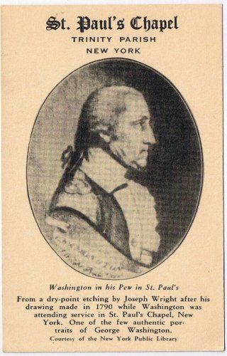 Postcard Art Washington In His Pew St Paul's Chapel Joseph Wright New York City