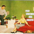 Anne Taintor Comic Postcard Gosh He Went Well With Her Drapes