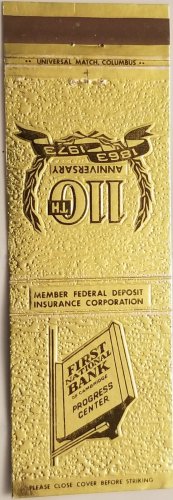 Matchbook Cover First 1St National Bank Of Cambridge Massachusetts