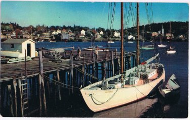 Maine Postcard Boothbay Harbor Bowdoin North Pole Exploration Byrd & MacMillan