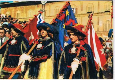 Italy Postcard Siena The Palio Race Page & Two Flag Bearers