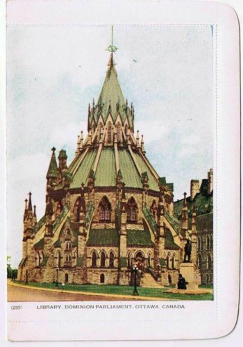 Ottawa Ontario Postcard Folkard Library Dominion Parliament