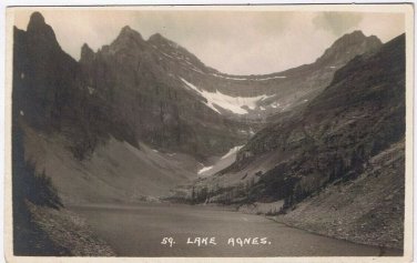 Postcard RPPC Lake Agnes Alberta Byron Harmon Along The CPR Line