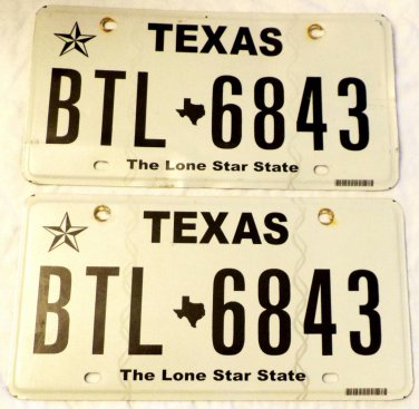 Texas License Plates Matched Pair