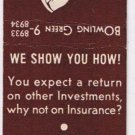 Matchbook Cover Winslow & Son Insurance New York City
