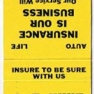 Matchbook Cover L E Hunt Insurance Racine Wisconsin