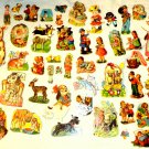 Vintage Children Animals Diecut Cutouts 65 Piece Lot Paper Flowers 1950s