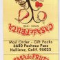Matchbook Cover Casa de Fruta Pacheco Pass Hollister California