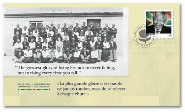 Stamps  Canada Nelson Mandela FDC First Day Cover Jan 30 2015