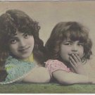 People Postcard RPPC Sister Hand Colored Phote Early 1900s